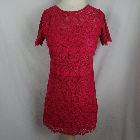 Free People Red Lace Dress Size 0 - Picture 1 of 9